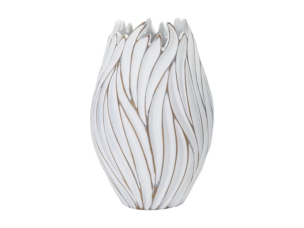 Vase Design en Relief "Honduras" 41cm Blanc