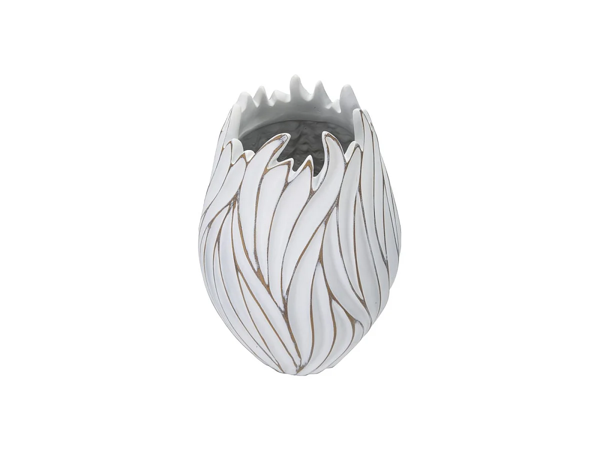 Vase Design en Relief "Honduras" 41cm Blanc