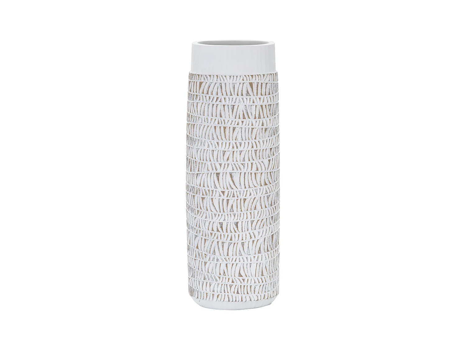 Vase en résine blanche à décors sculptés 19x12x50 cm