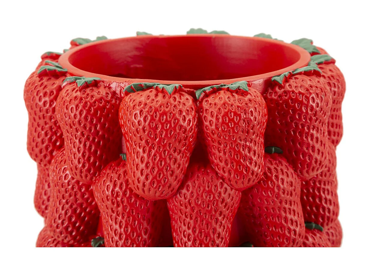 Vase Déco Fruits "Fraises" 32cm Rouge