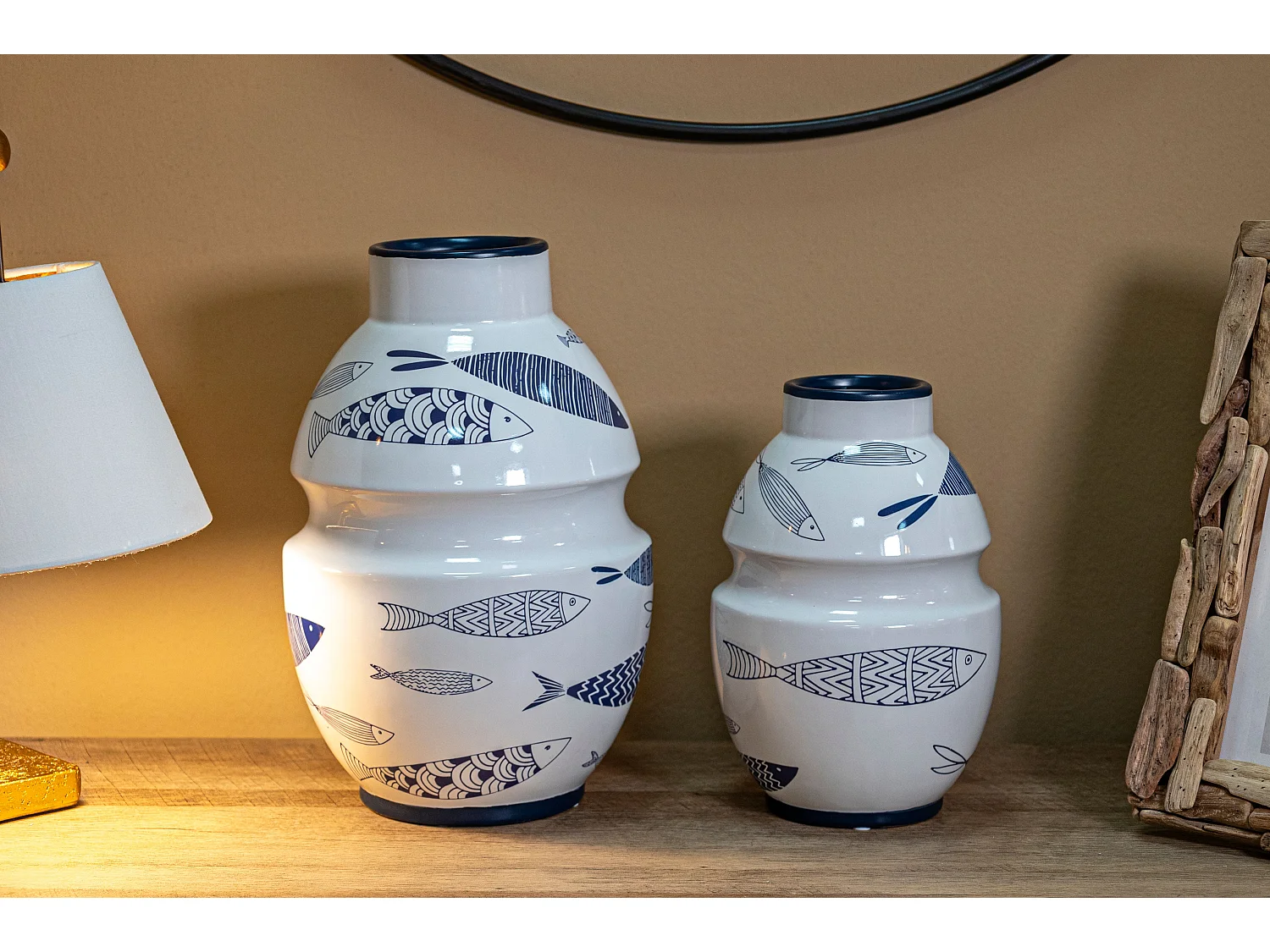 Vase Déco en Céramique "Poissons" 24cm Multicolore