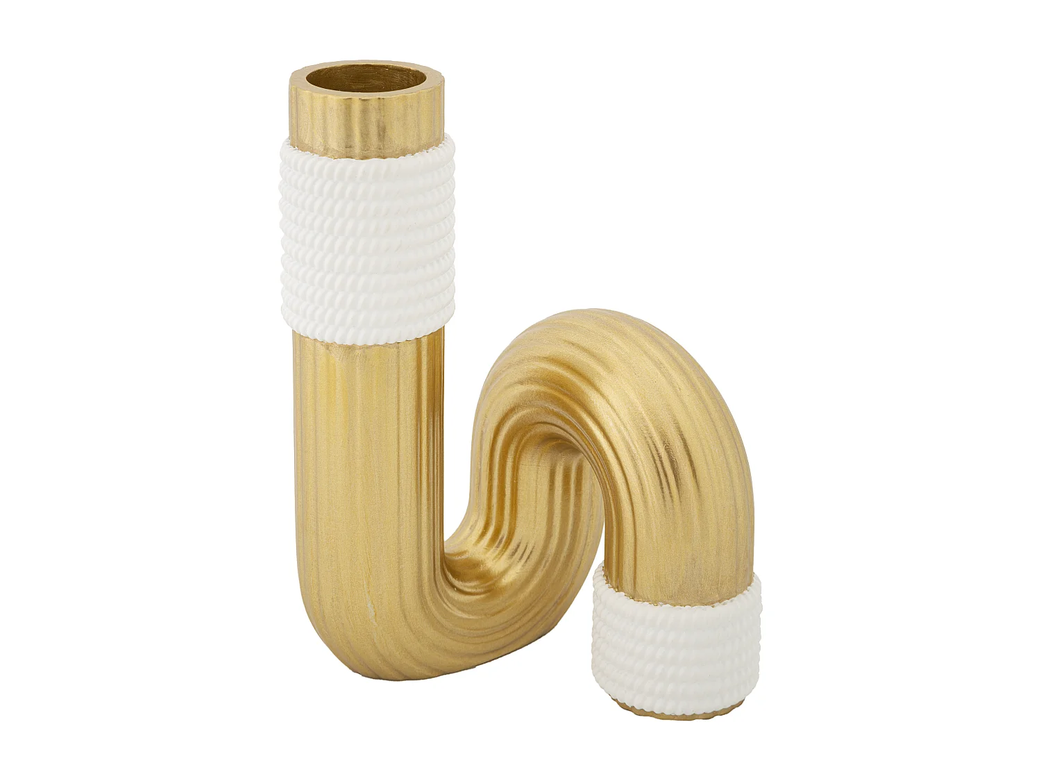 Vaso in resina dorato e bianco cm 10,7x10,7x18,3