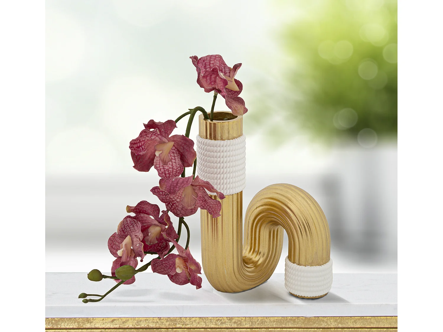 Vase Design en Résine "Bann" 18cm Or