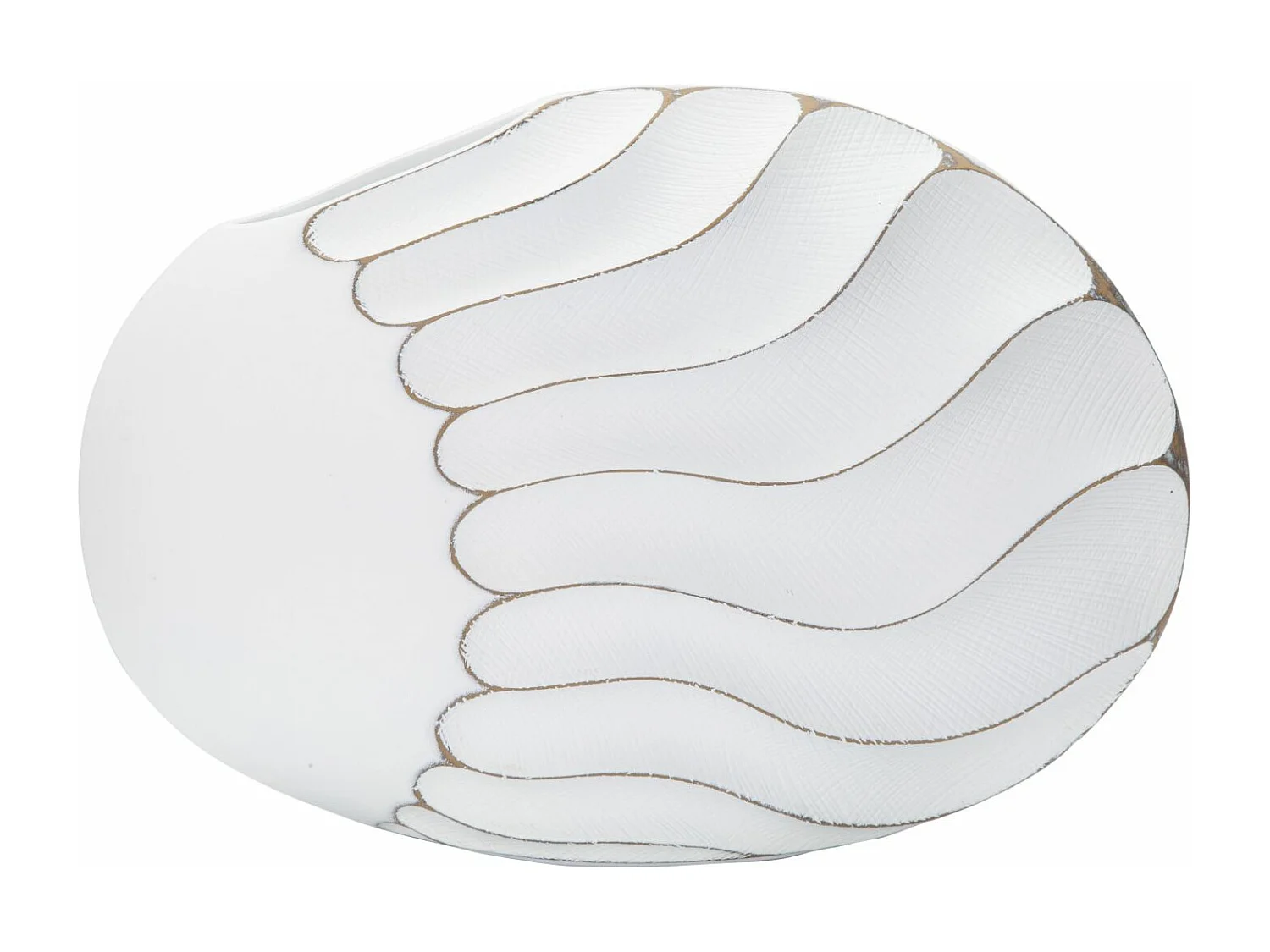 Vaso in resina bianco con decori in rilievo cm 41x12x27