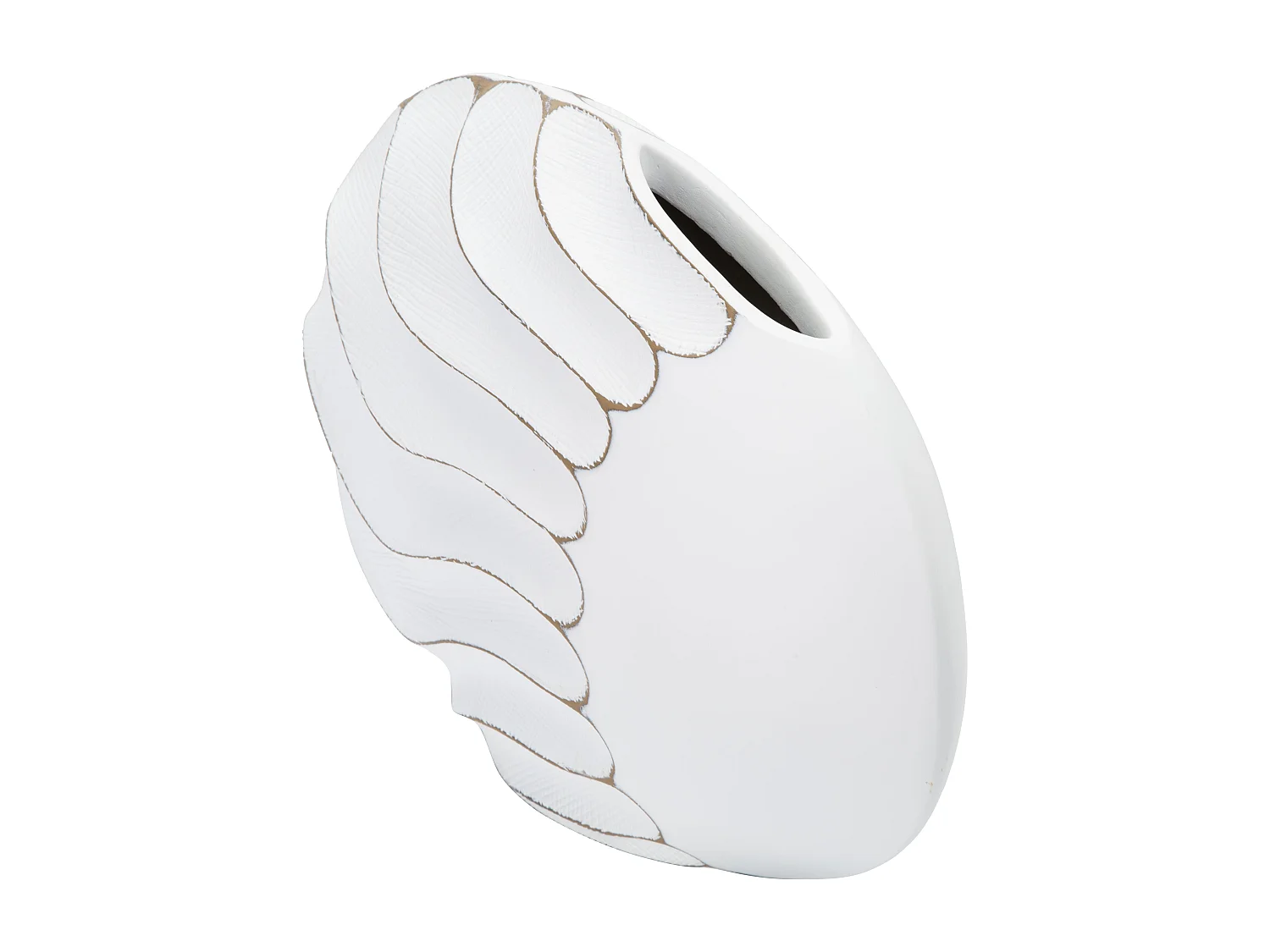 Vaso in resina bianco con decori in rilievo cm 41x12x27