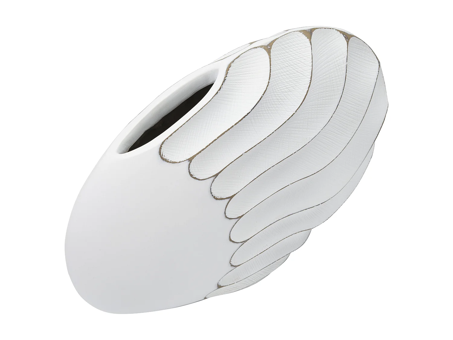 Vaso in resina bianco con decori in rilievo cm 41x12x27