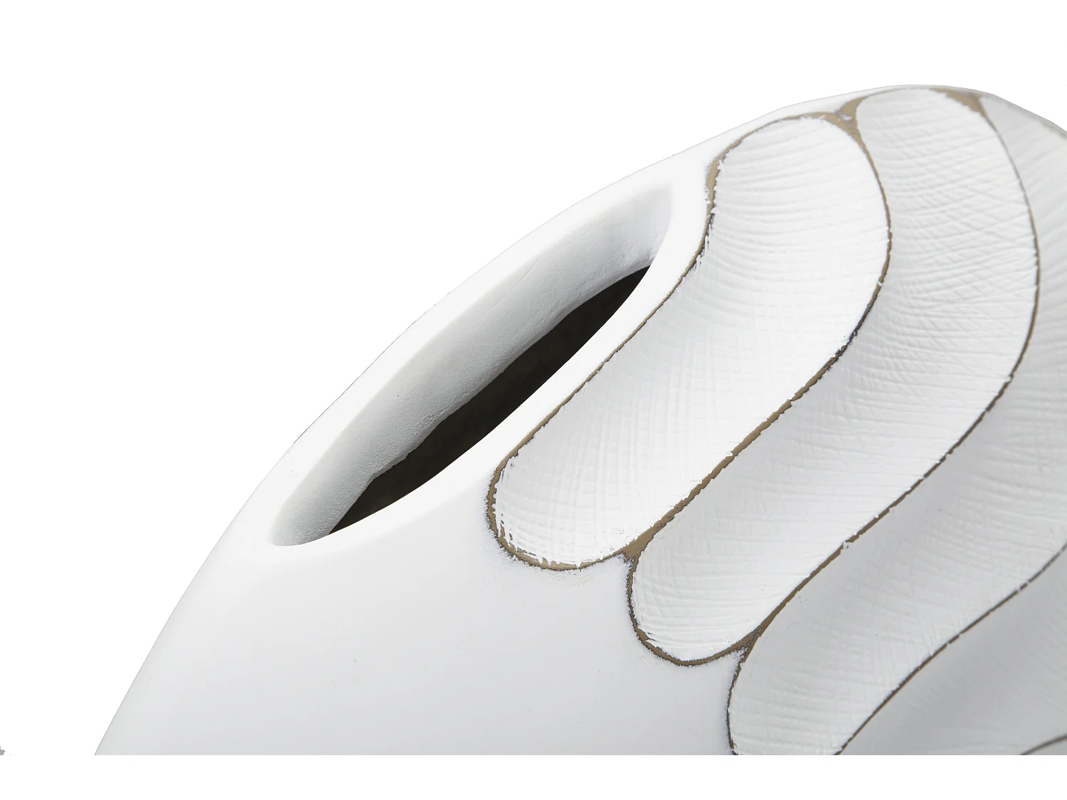 Vaso in resina bianco con decori in rilievo cm 41x12x27