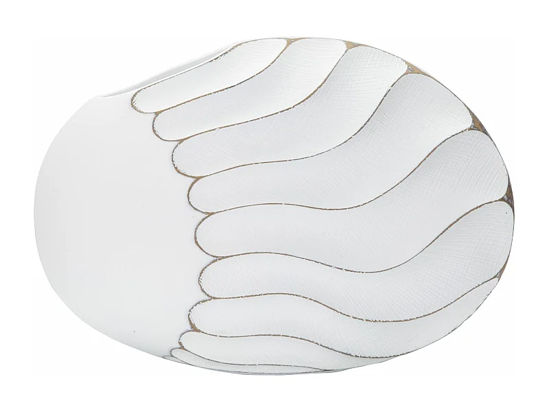 Vaso in resina bianco con decori in rilievo cm 41x12x27