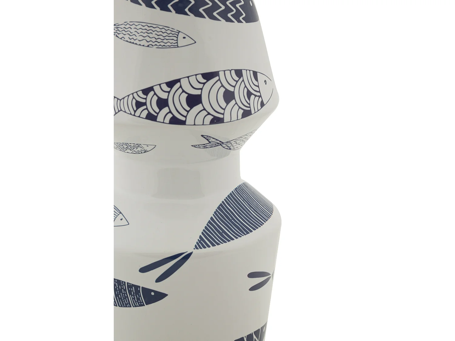 Vaso in ceramica bianco con pesci Ø cm 14x34