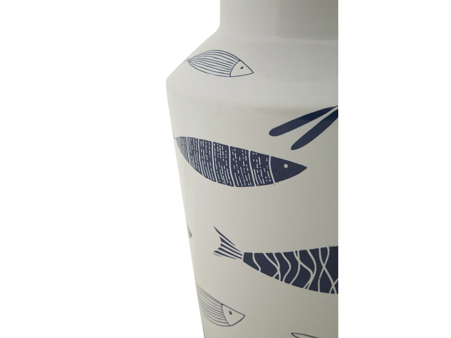 Vaso in ceramica bianco con pesci Ø cm 14x34