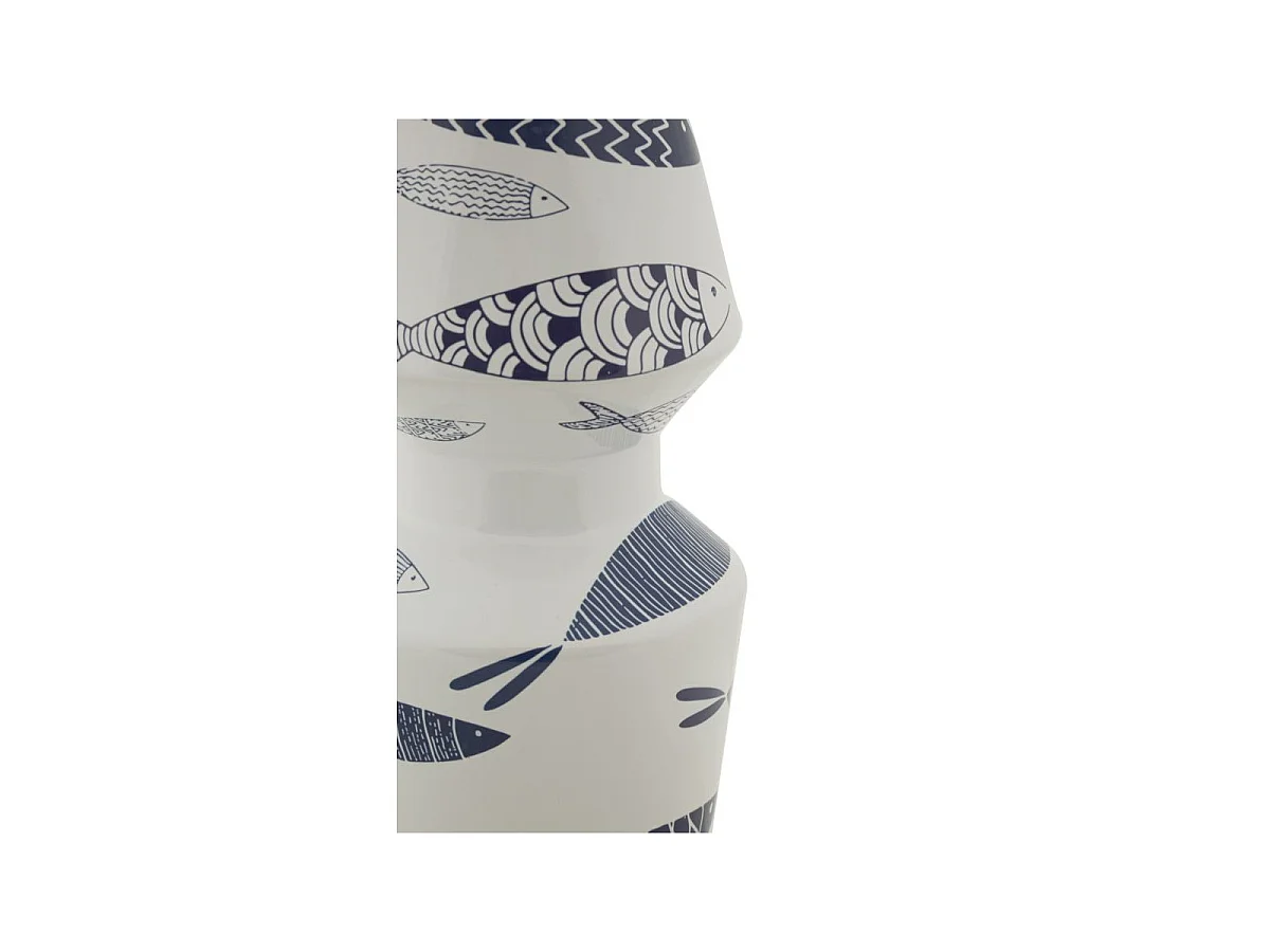 Vase Double en Céramique "Poissons" 34cm Multicolore