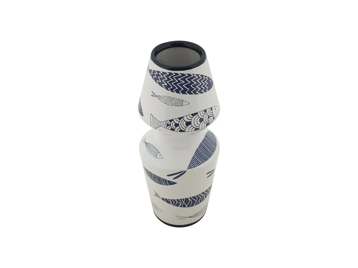 Vase Double en Céramique "Poissons" 34cm Multicolore