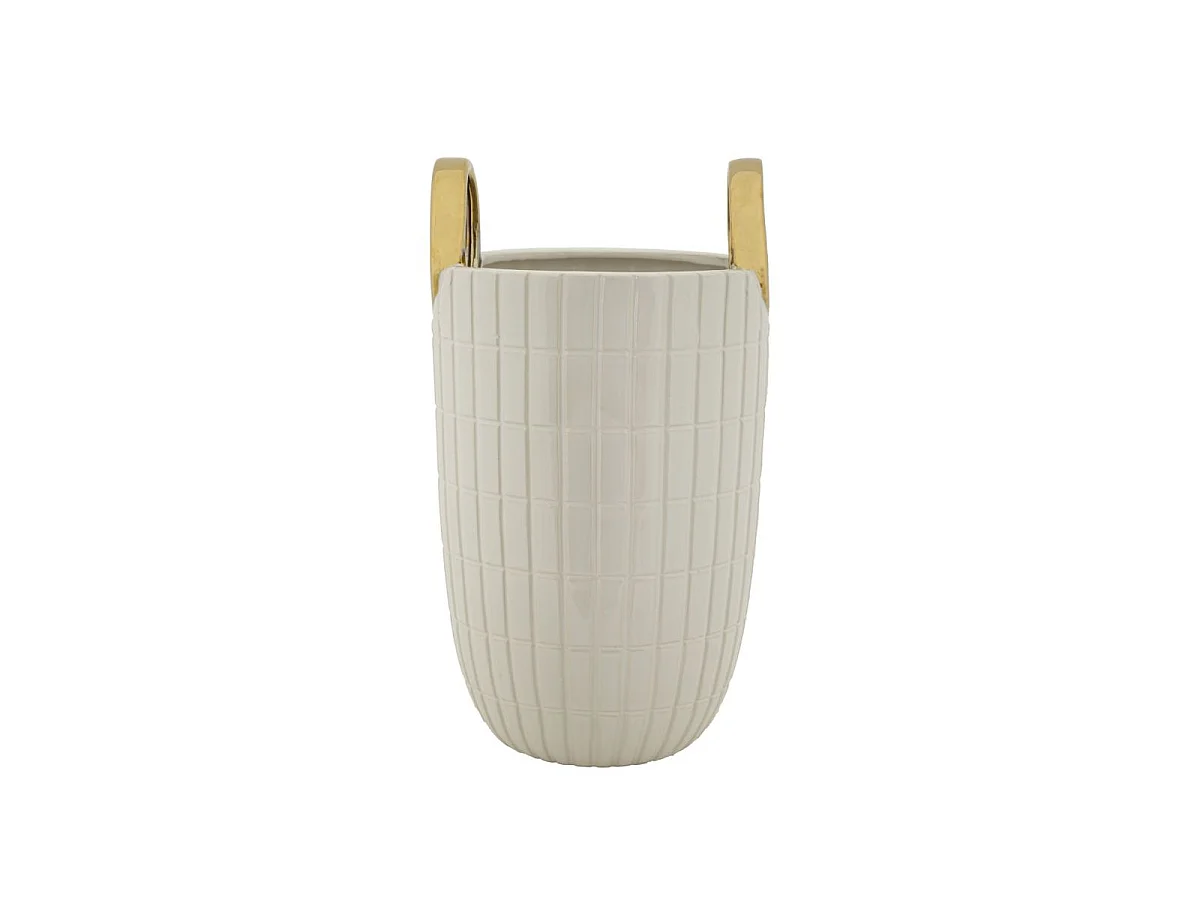 Vase Design en Céramique "Shopping" 25cm Blanc