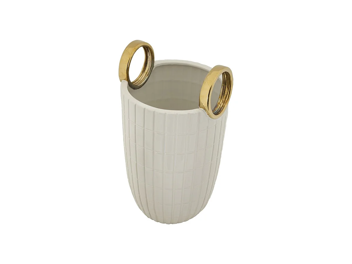 Vase Design en Céramique "Shopping" 25cm Blanc