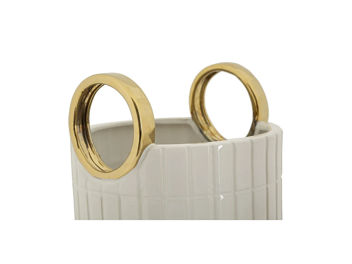 Vase Design en Céramique "Shopping" 25cm Blanc