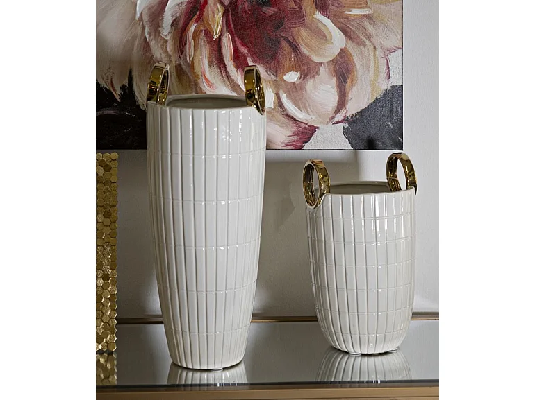 Vase Design en Céramique "Shopping" 25cm Blanc