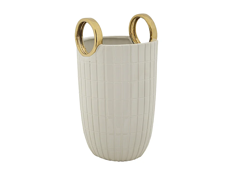 Vase Design en Céramique "Shopping" 25cm Blanc