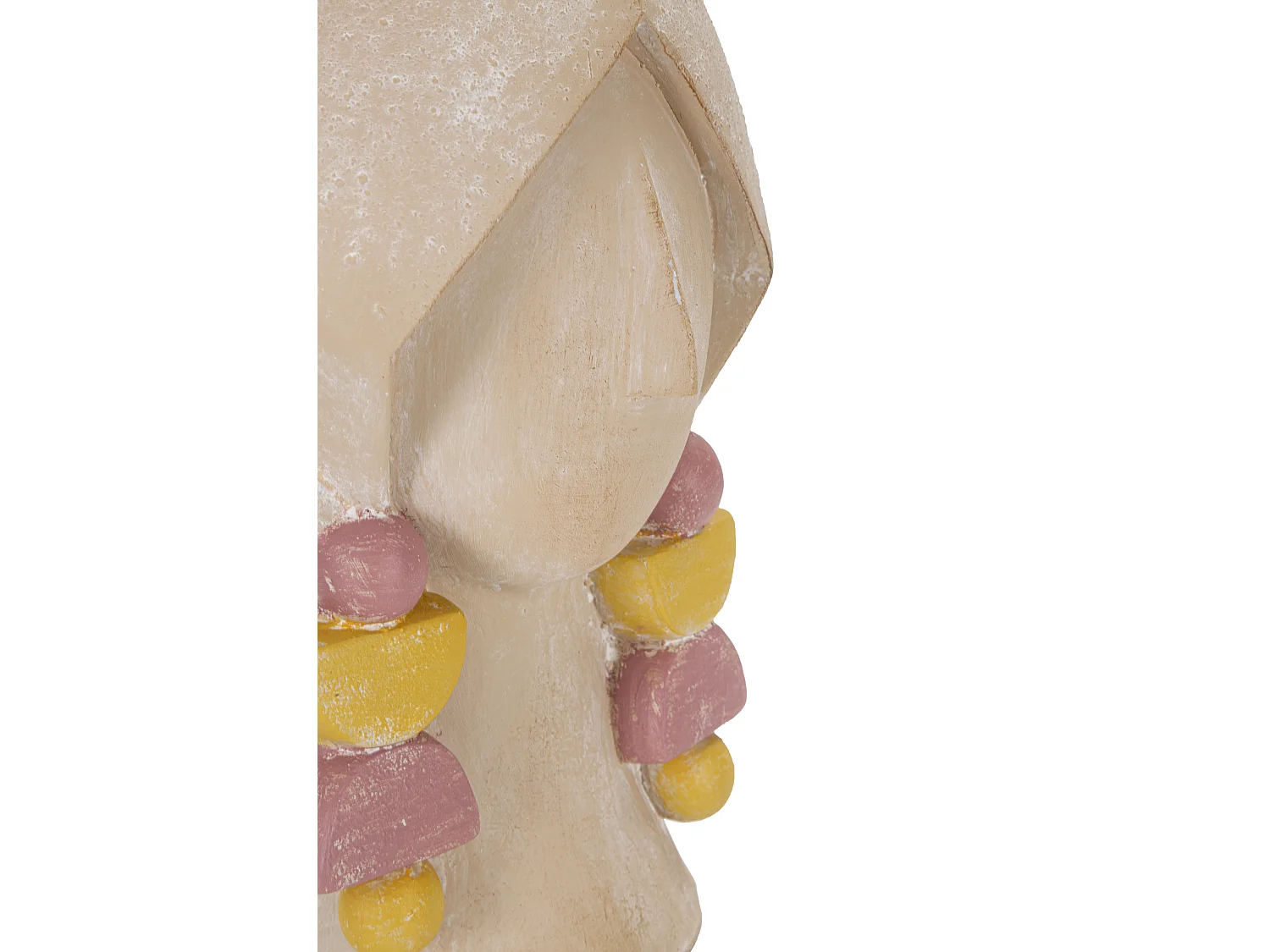 Vase tête de femme en résine beige 26x19x27 cm