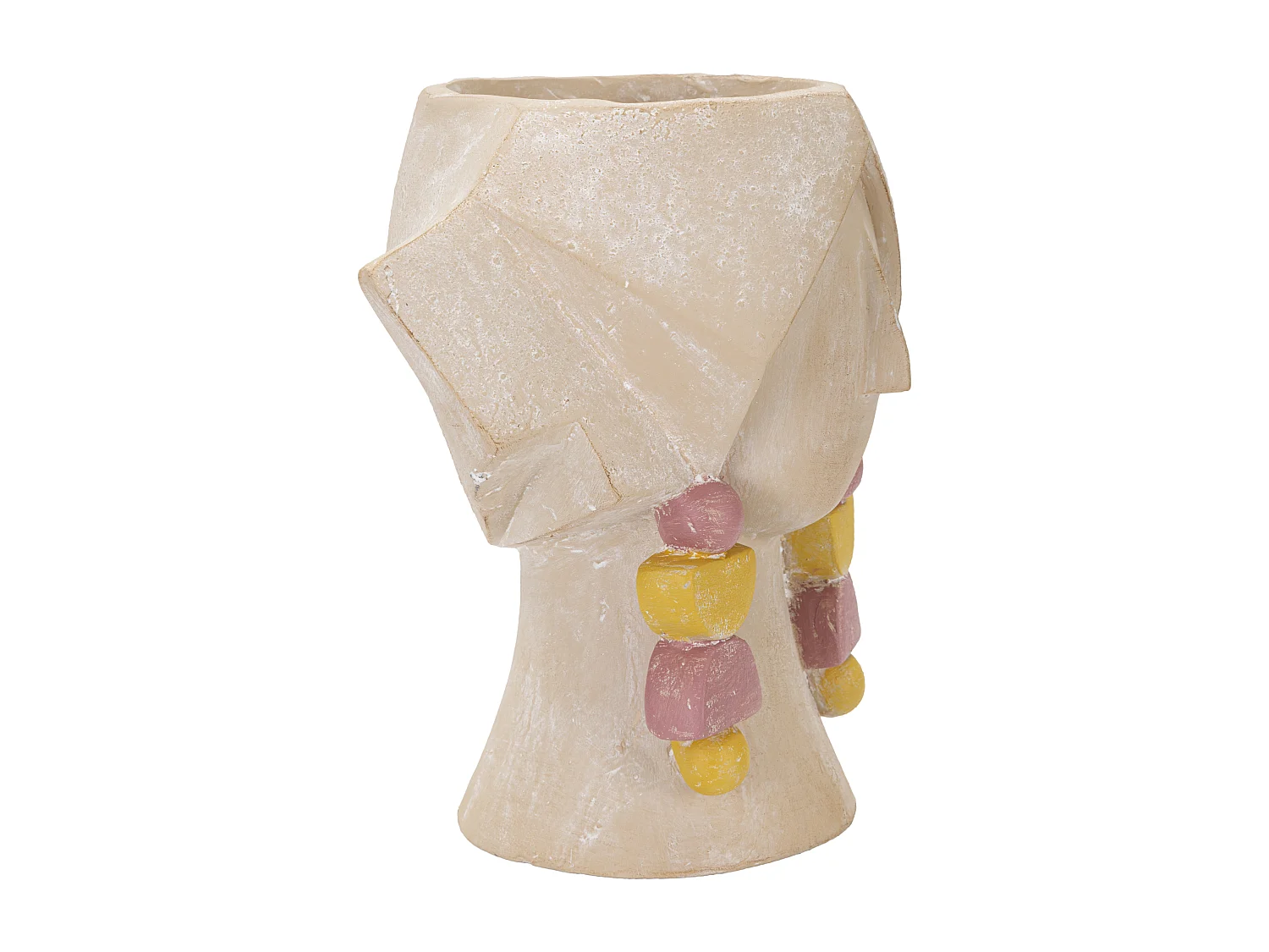 Vase tête de femme en résine beige 26x19x27 cm