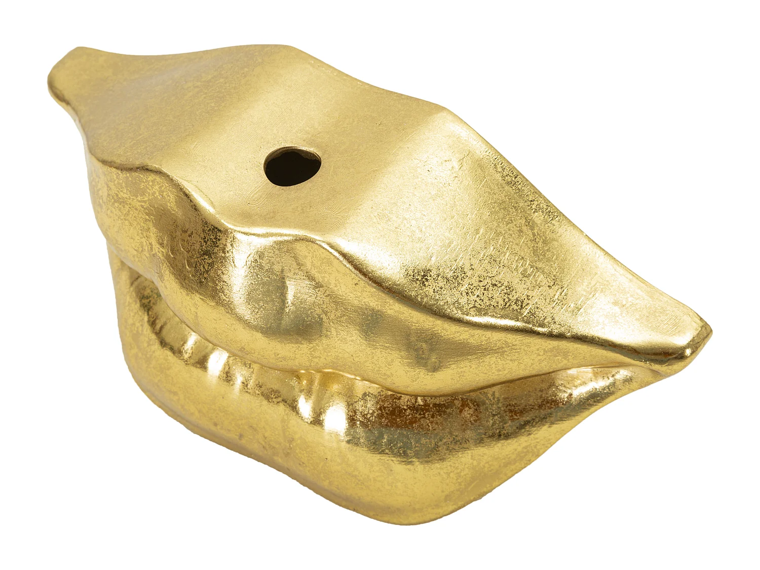 Vase Déco en Résine "Bouche" 23cm Or