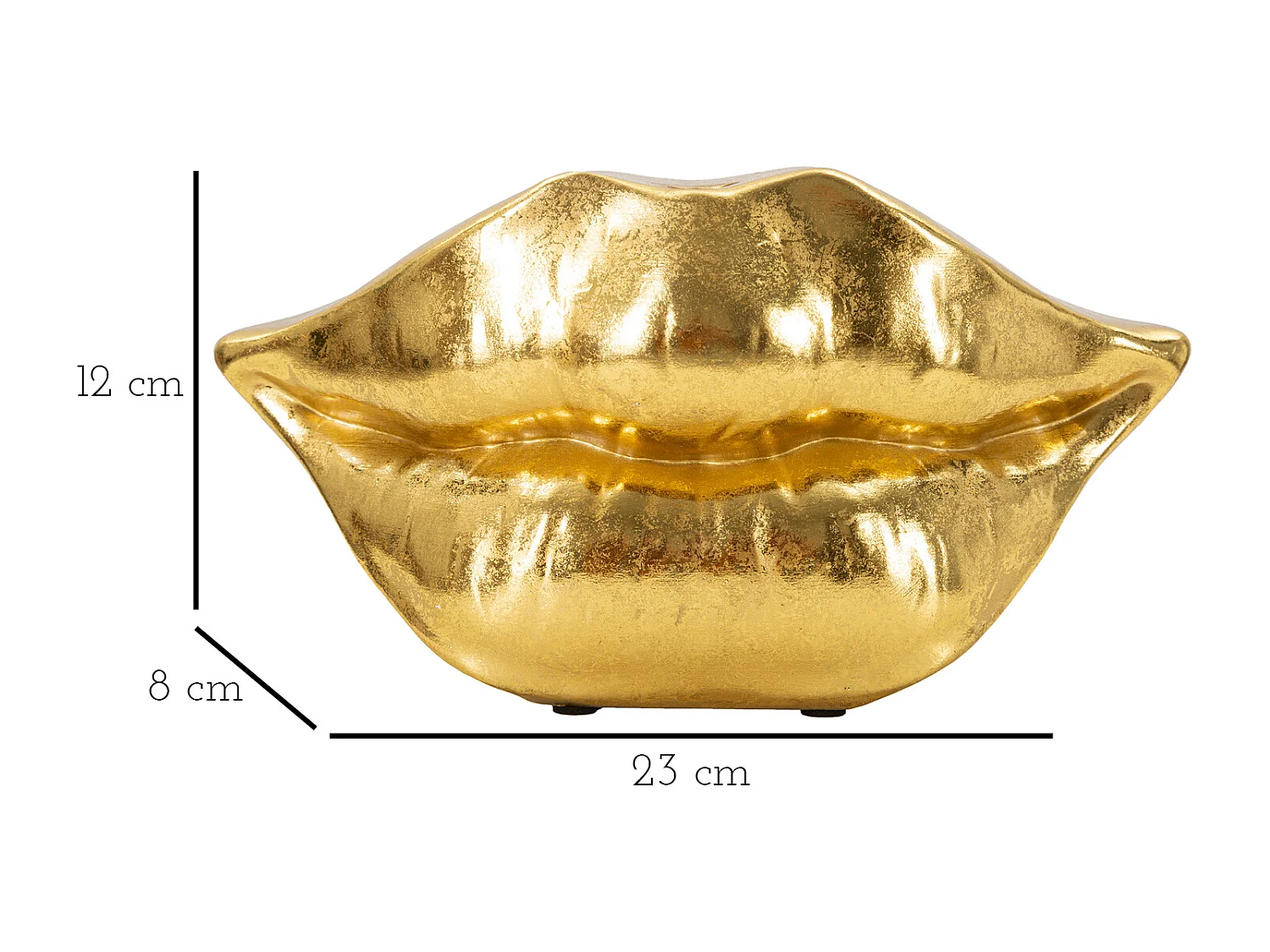 Vase Déco en Résine "Bouche" 23cm Or