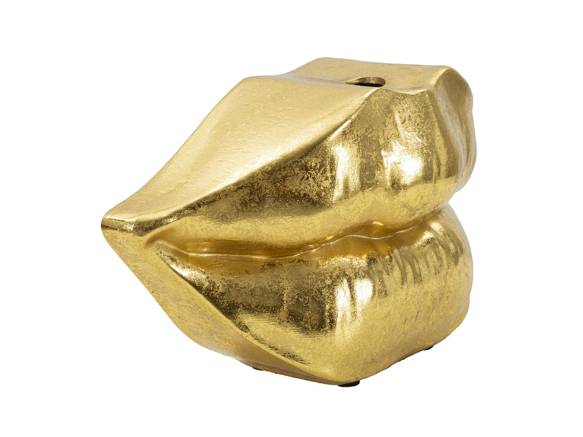 Vase Déco en Résine "Bouche" 23cm Or