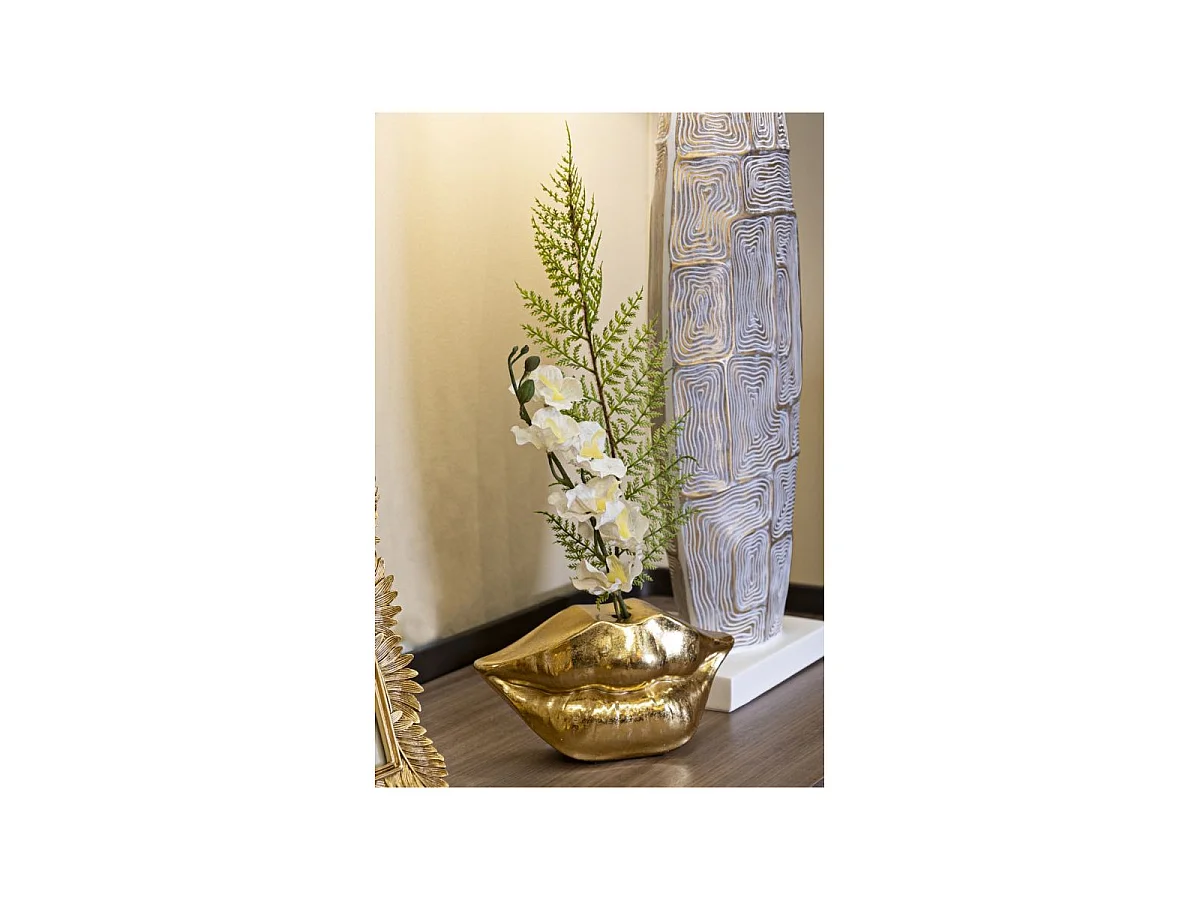 Vase Déco en Résine "Bouche" 23cm Or