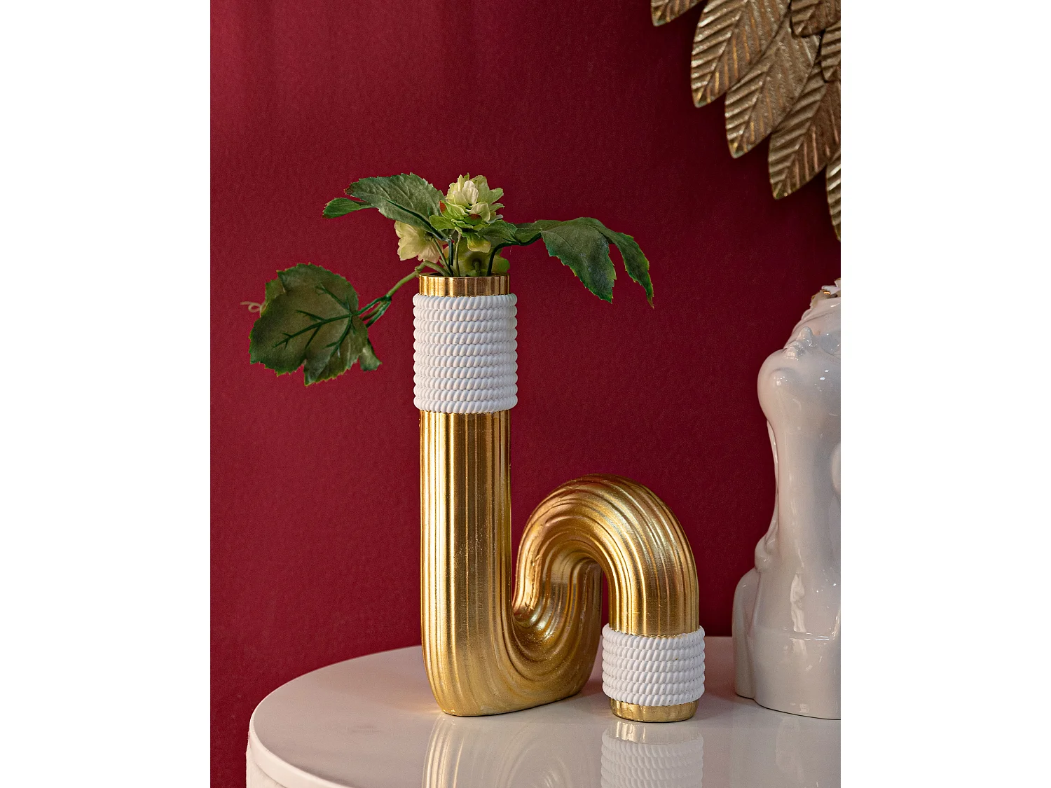 Vase Design en Résine "Bann" 25cm Or