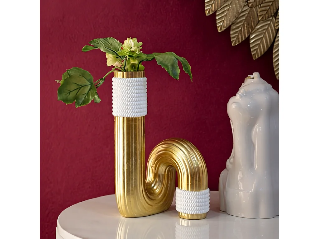 Vase Design en Résine "Bann" 25cm Or