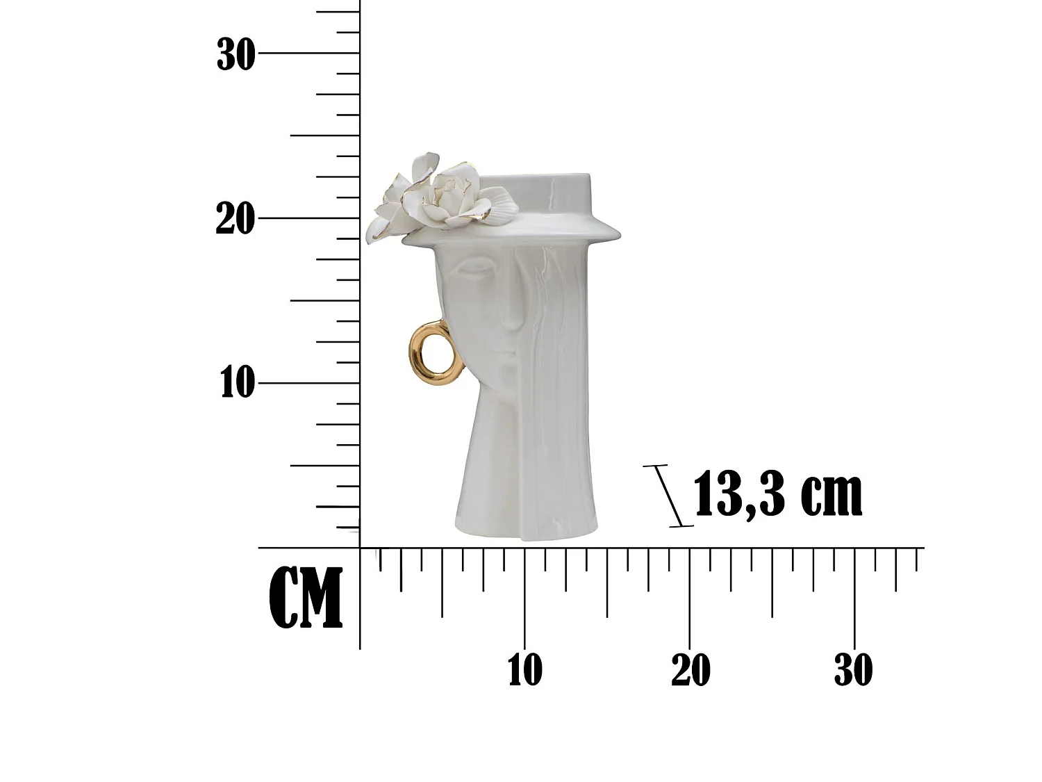 Vase aus Porzellan weiß 15x13,3x23,5 cm