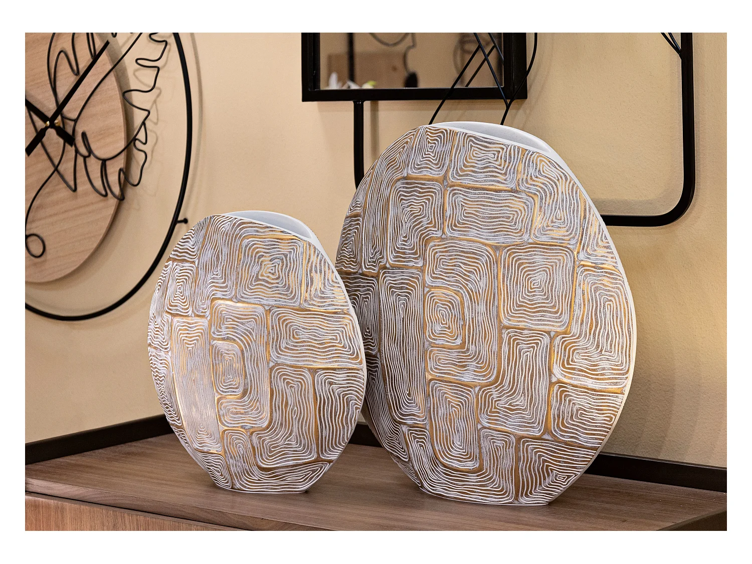 Vase Design en Résine "Elips" 48cm Or