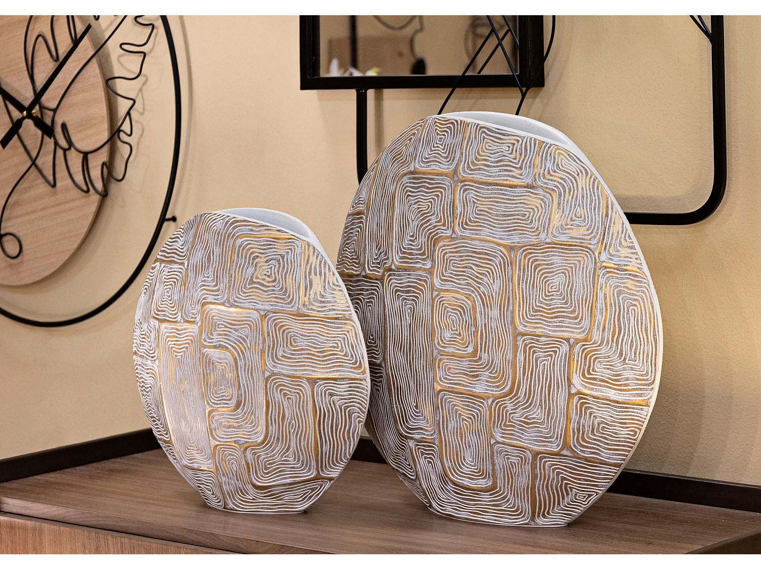 Vase Design en Résine "Elips" 48cm Or