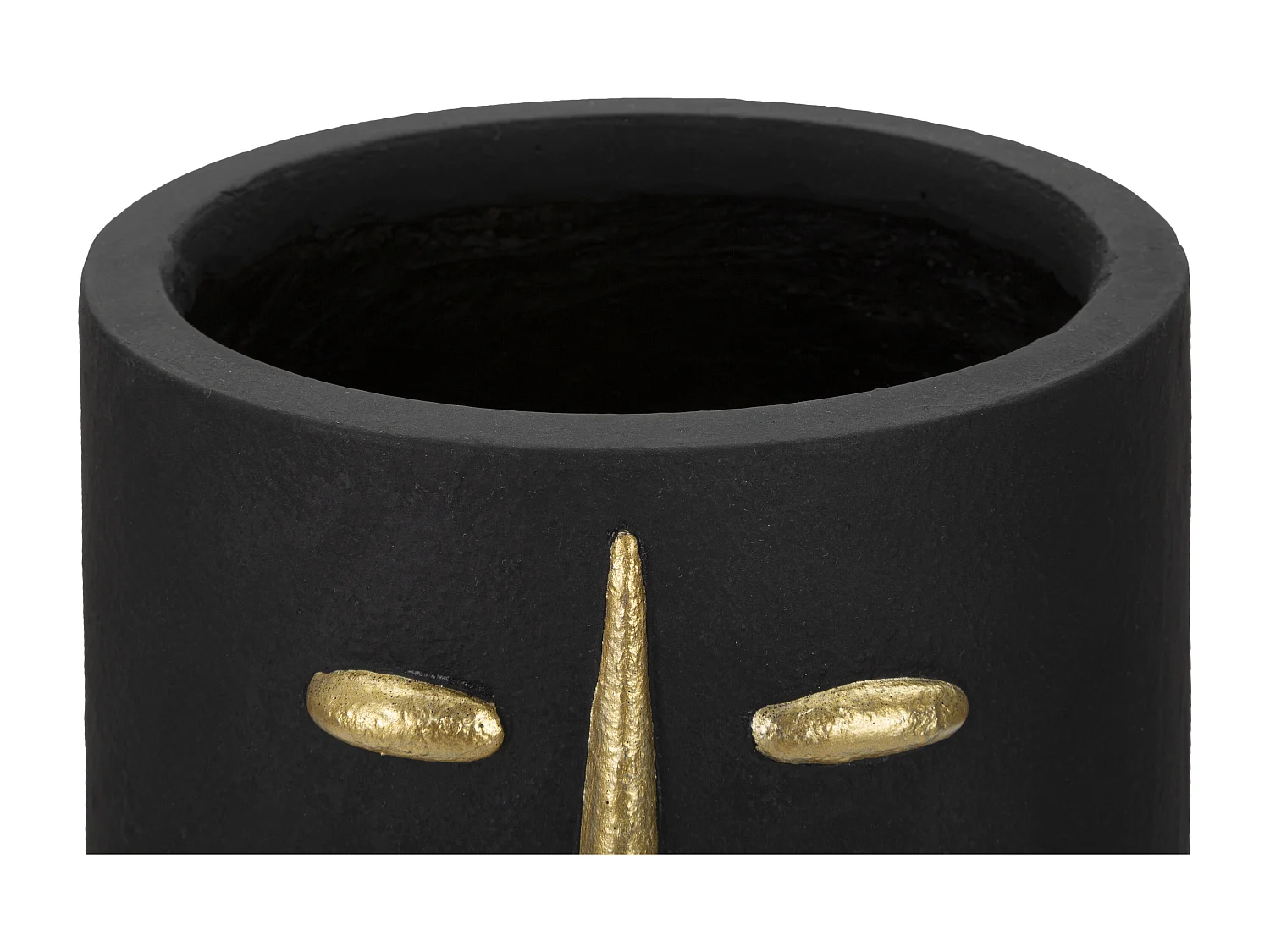 Vase Design Visage "Tribal" 45cm Noir & Or