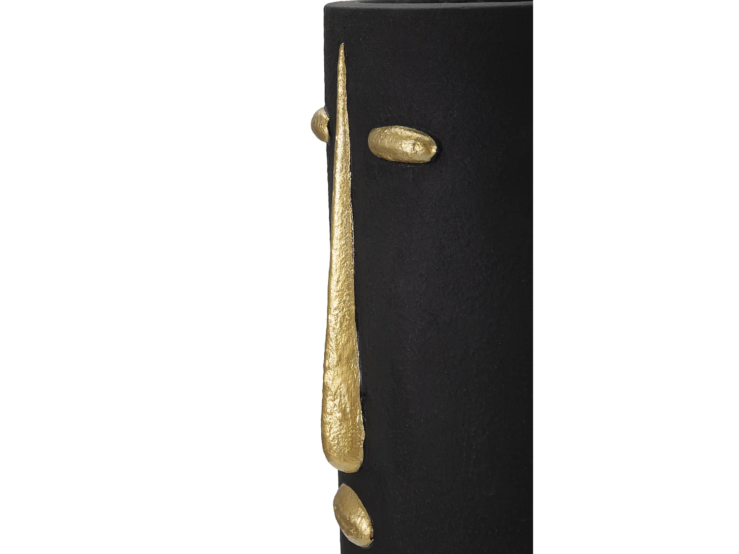 Vase Design Visage "Tribal" 45cm Noir & Or