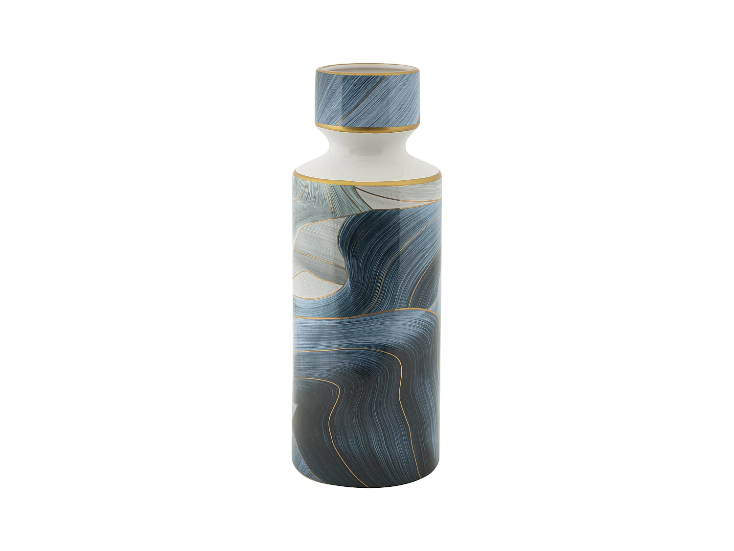 Vase Elegant Tall - Design Florale en Céramique avec Finitions Dorées - Diamètre 14 cm, Hauteur 40 cm