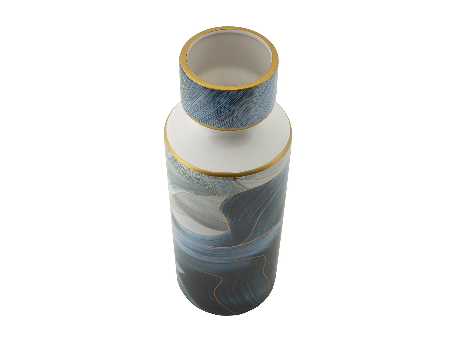 Vase Haut Cylindrique en Céramique "Elegant" 40cm Bleu