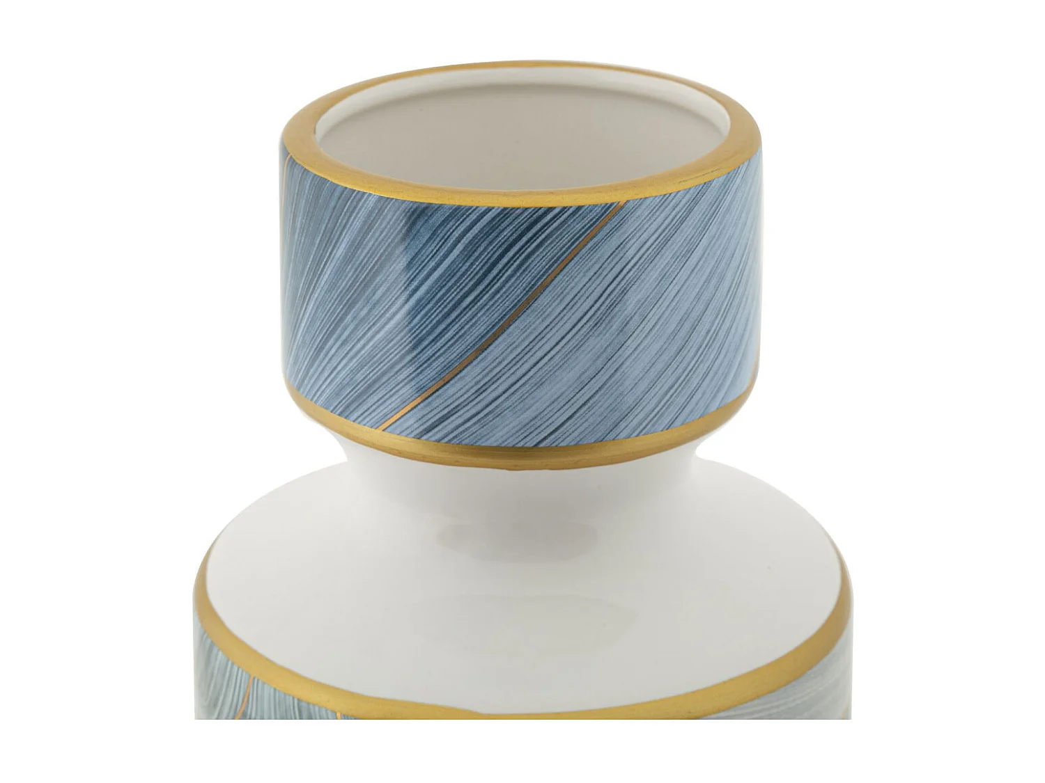 Blauwe keramische vaas met deksel Ø 14x40 cm