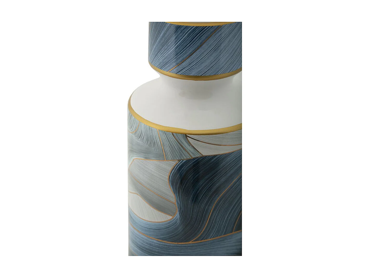 Blauwe keramische vaas met deksel Ø 14x40 cm