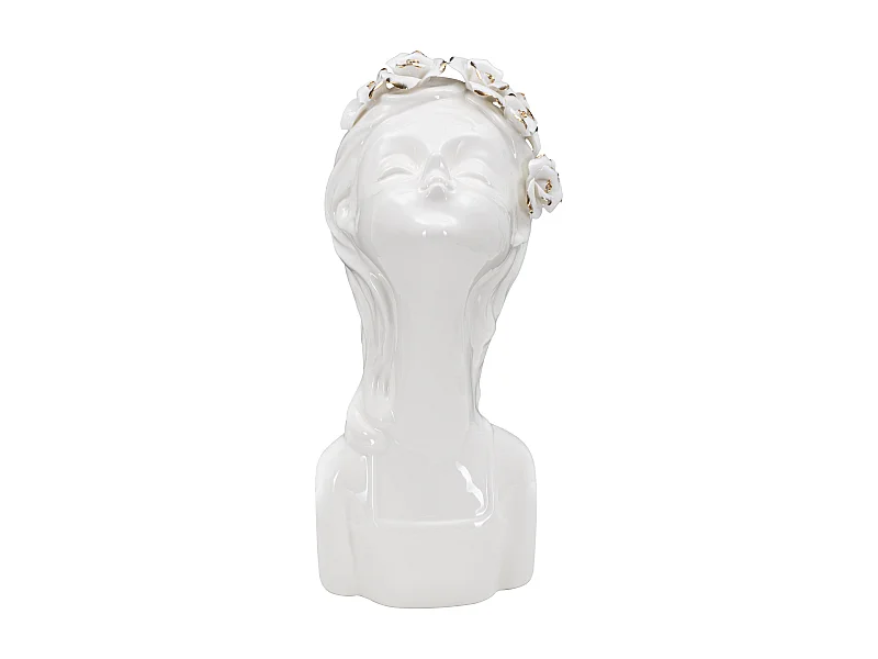 Vase Déco en Porcelaine "Young Lady Roses" 26cm Blanc