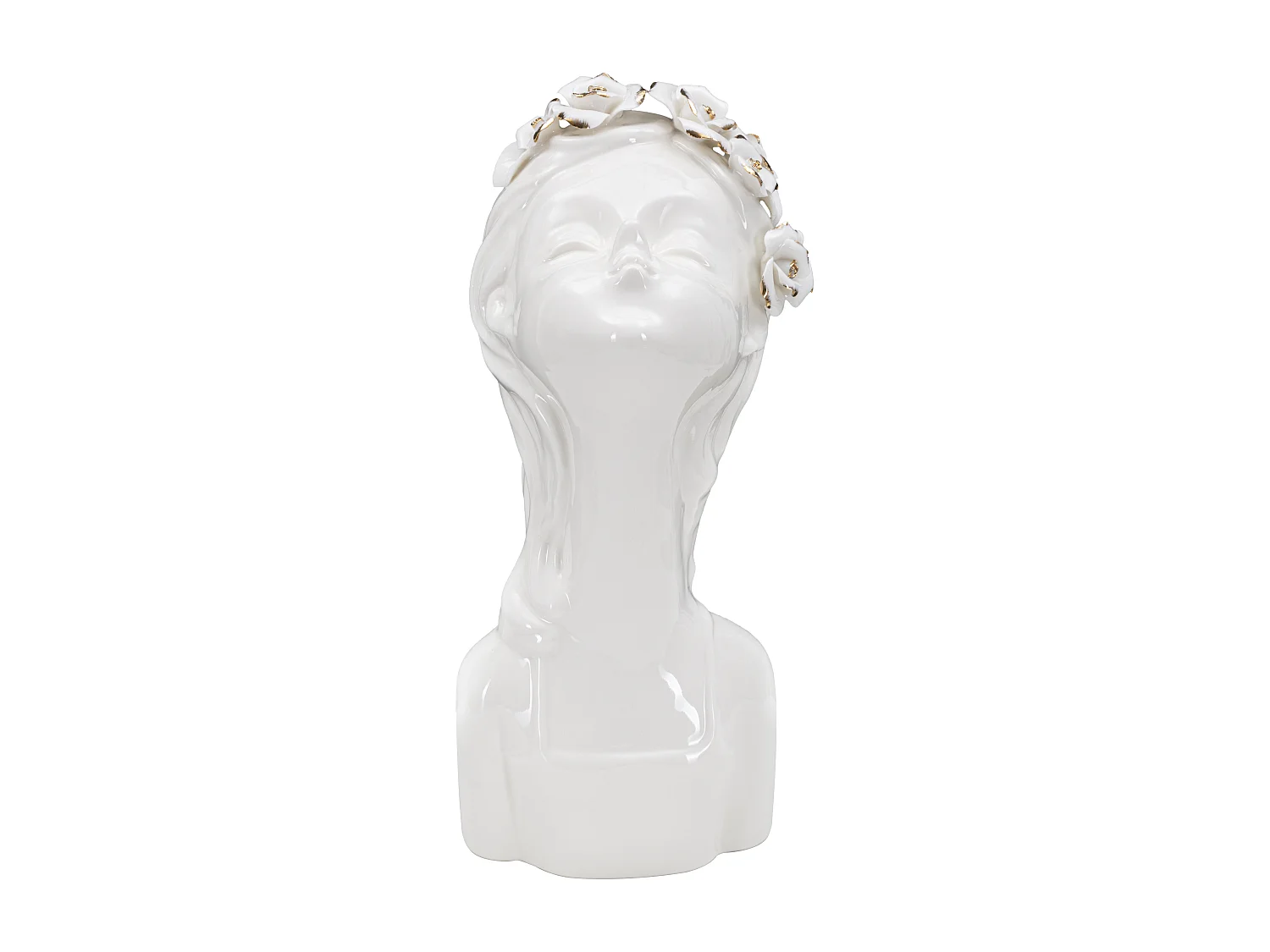 Vase Déco en Porcelaine "Young Lady Roses" 26cm Blanc