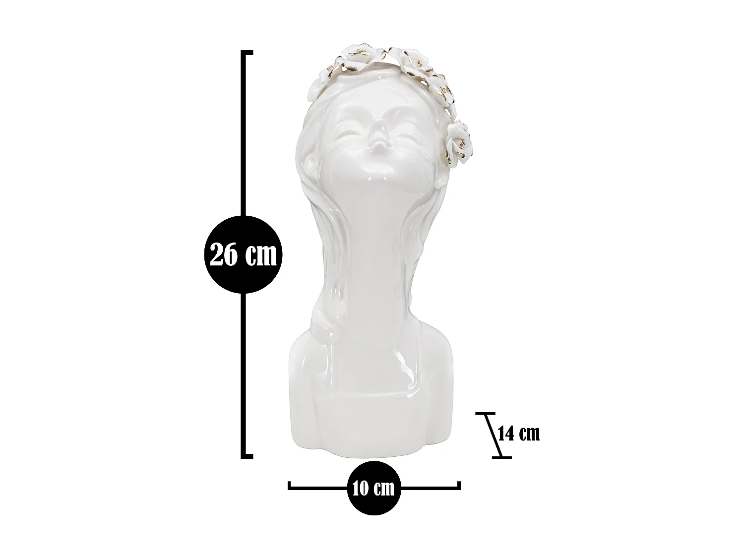 Vase Déco en Porcelaine "Young Lady Roses" 26cm Blanc