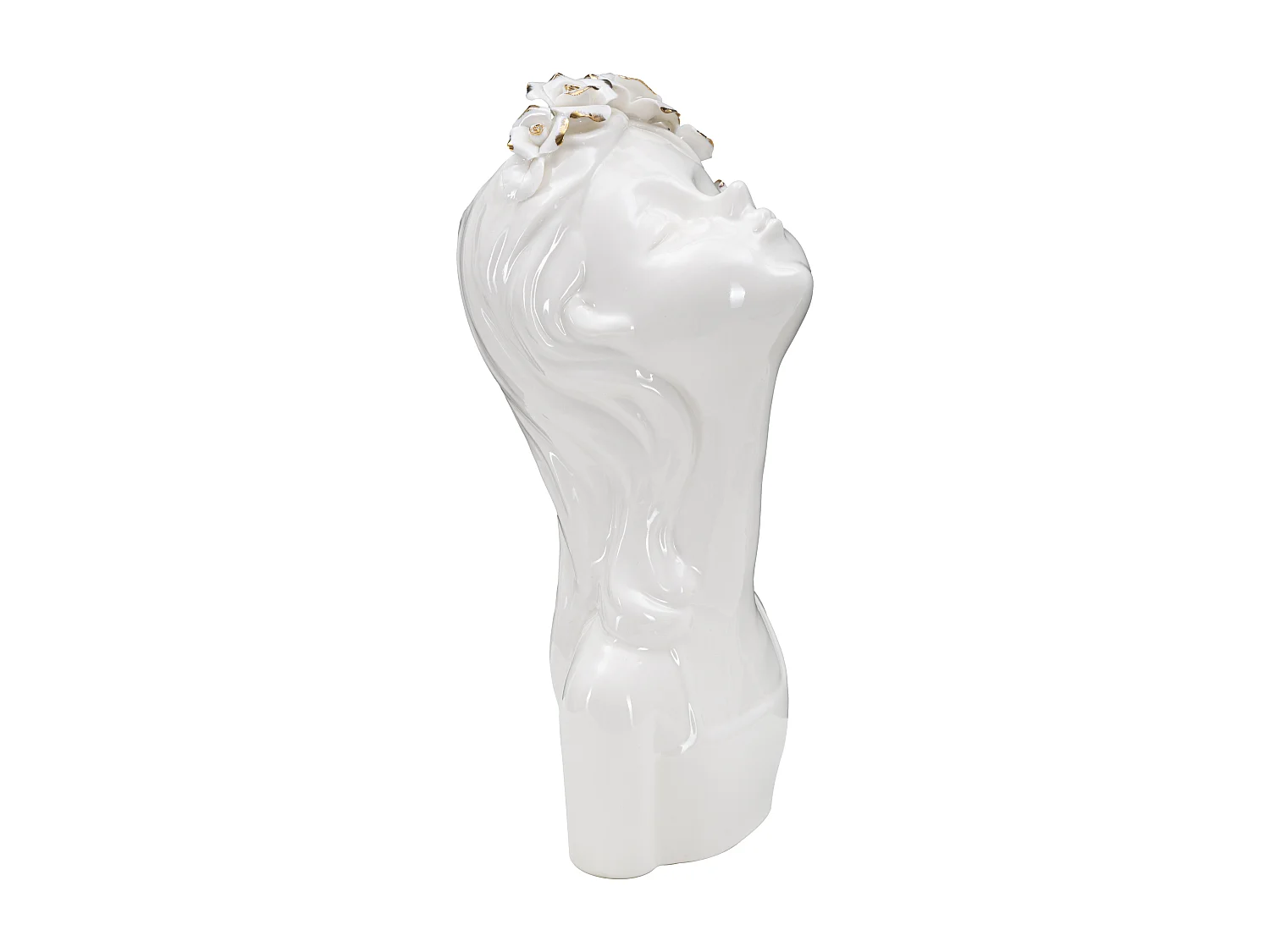 Vase Déco en Porcelaine "Young Lady Roses" 26cm Blanc