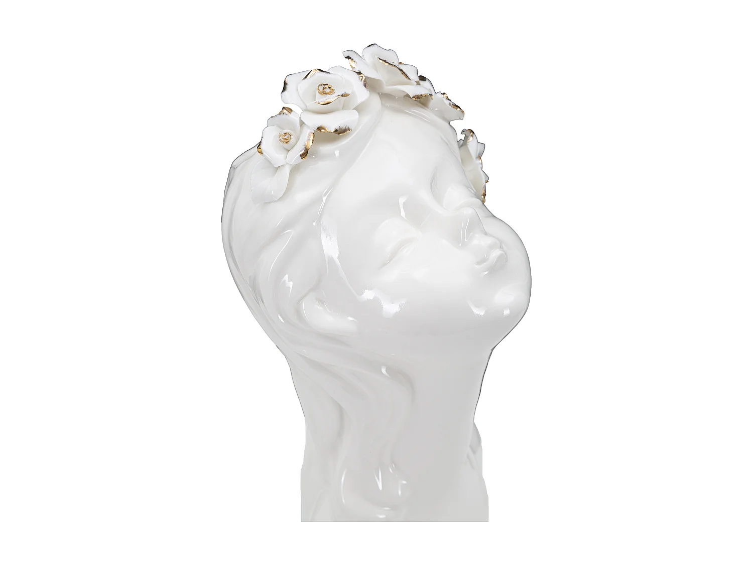 Vase Déco en Porcelaine "Young Lady Roses" 26cm Blanc