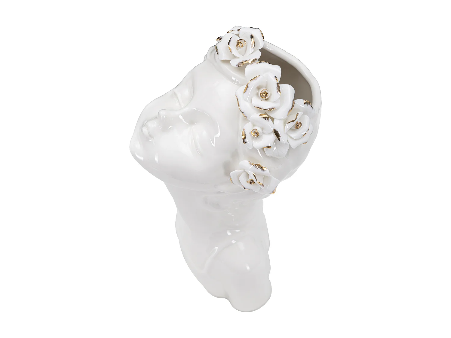 Vase Déco en Porcelaine "Young Lady Roses" 26cm Blanc