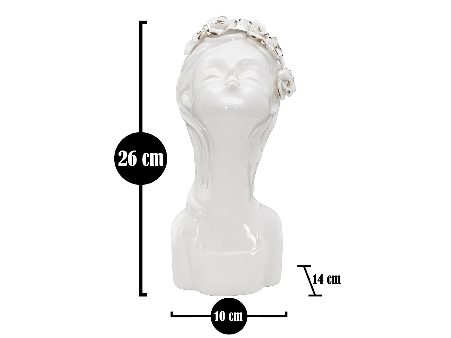 Vase Déco en Porcelaine "Young Lady Roses" 26cm Blanc