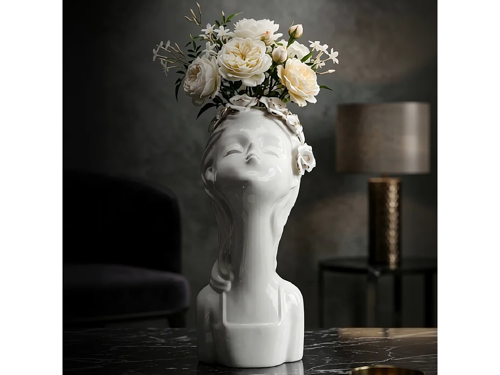 Vase aus Porzellan weiß 10x14x26 cm