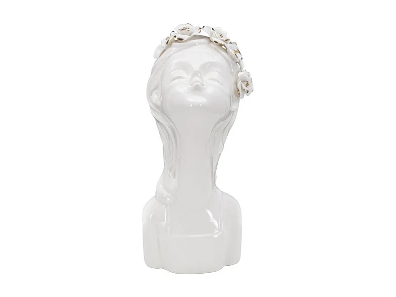 Vase Déco en Porcelaine "Young Lady Roses" 26cm Blanc