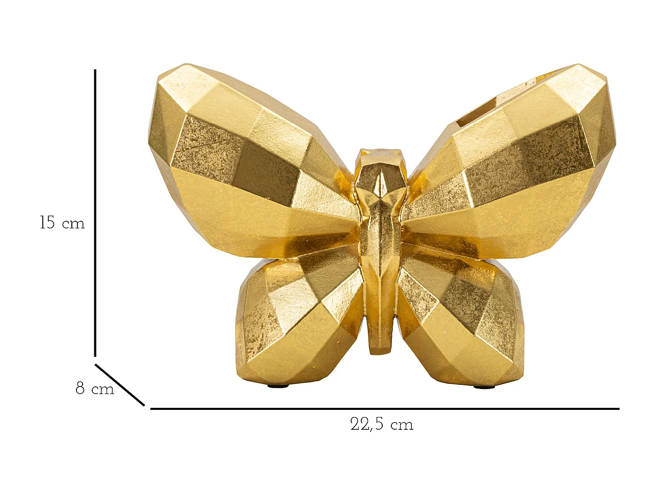 Vase Déco en Résine "Papillon" 22cm Or