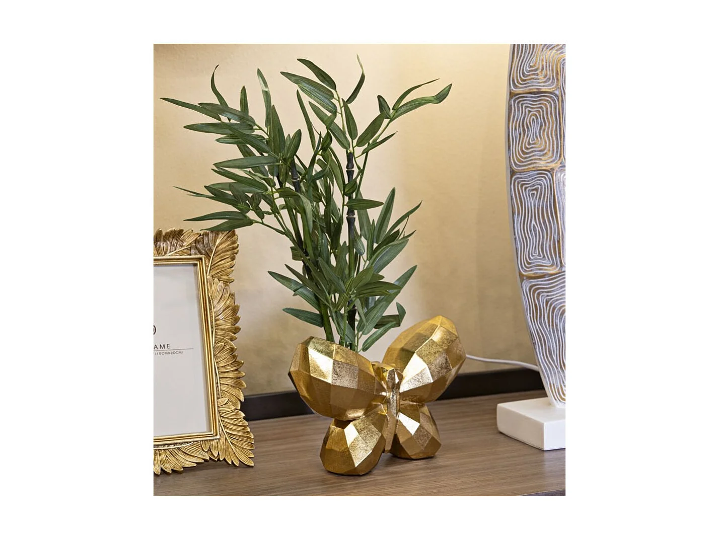 Vase Déco en Résine "Papillon" 22cm Or