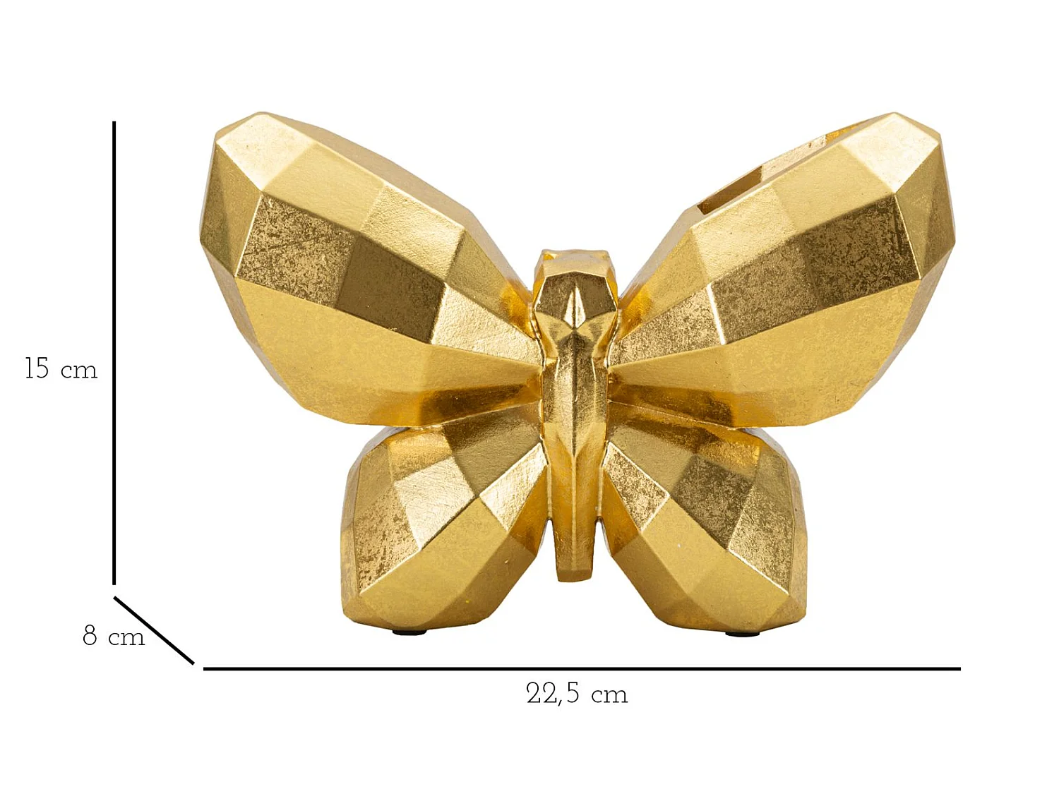 Vase aus Kunstharz goldfarben in Schmetterlingsform 22,5x8x15 cm